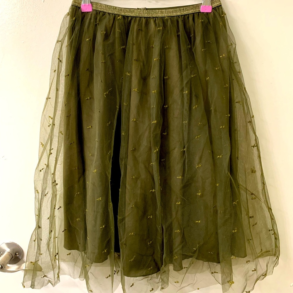 ZARA Double layered mesh midi skirt
